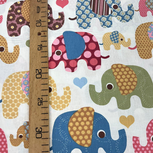 Tissu Popeline de Coton 240cm - Éléphants Colorés India Style - MyTissus pour Déco et Mode - Boutique MyTissus Marckolsheim Alsace