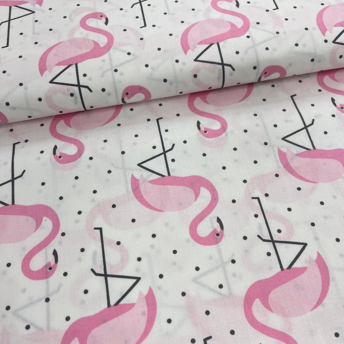 Tissu Popeline de Coton 240cm - Flamands Roses - MyTissus pour Déco et Mode - Boutique MyTissus Marckolsheim Alsace