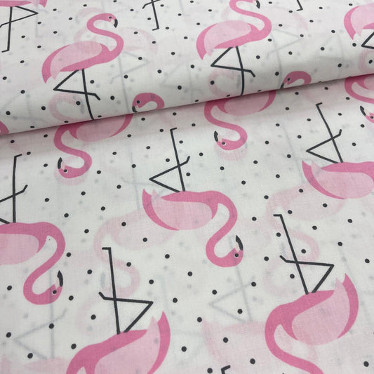 Tissu Popeline de Coton 240cm - Flamands Roses - MyTissus pour Déco et Mode - Boutique MyTissus Marckolsheim Alsace