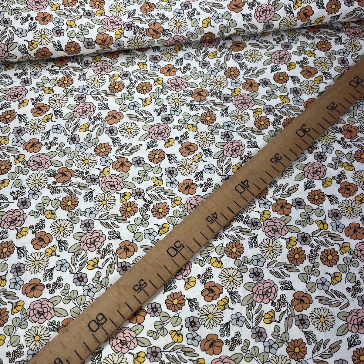 Tissu Popeline de Coton 240cm - Fleurs Automnales - MyTissus pour Déco et Mode - Boutique MyTissus Marckolsheim Alsace