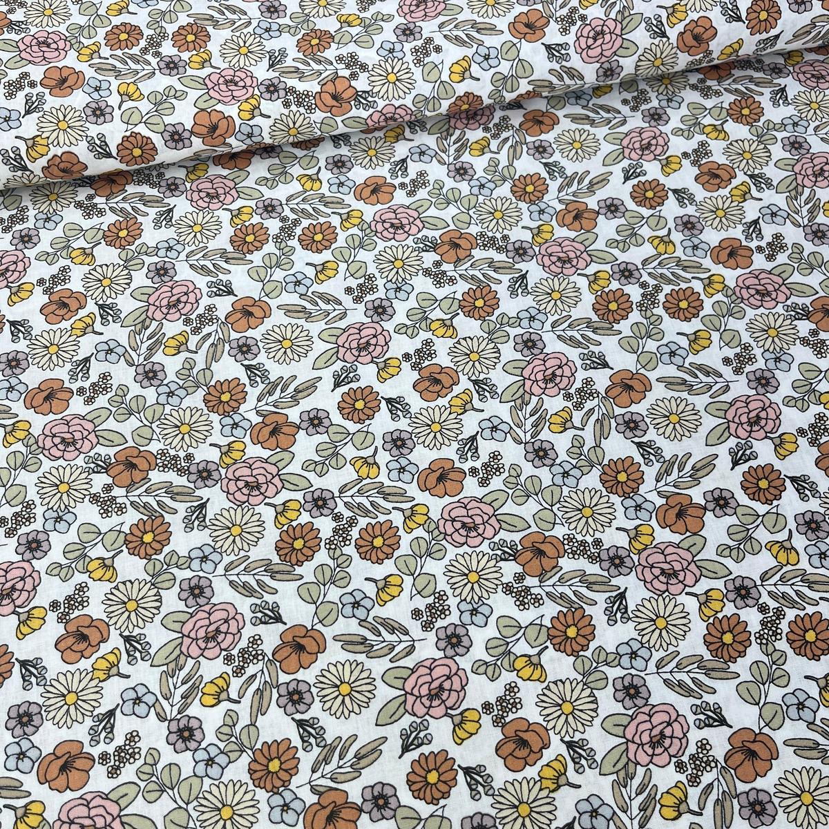 Tissu Popeline de Coton 240cm - Fleurs Automnales - MyTissus pour Déco et Mode - Boutique MyTissus Marckolsheim Alsace