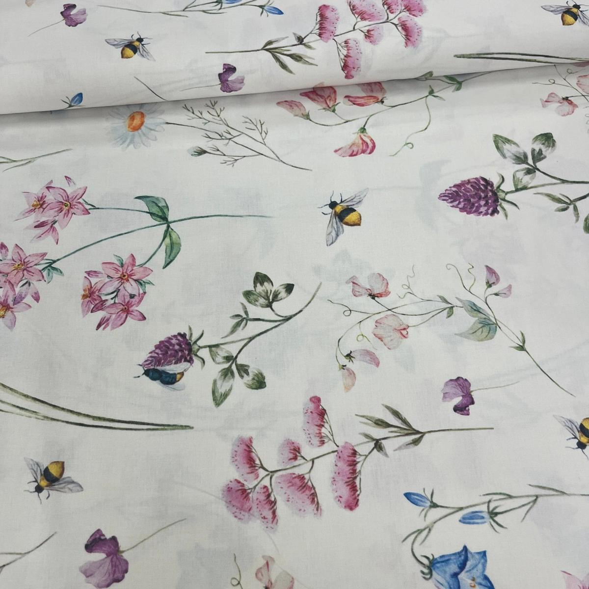 Tissu Popeline de Coton 240cm - Fleurs Violettes Aquarelle - MyTissus pour Déco et Mode - Boutique MyTissus Marckolsheim Alsace