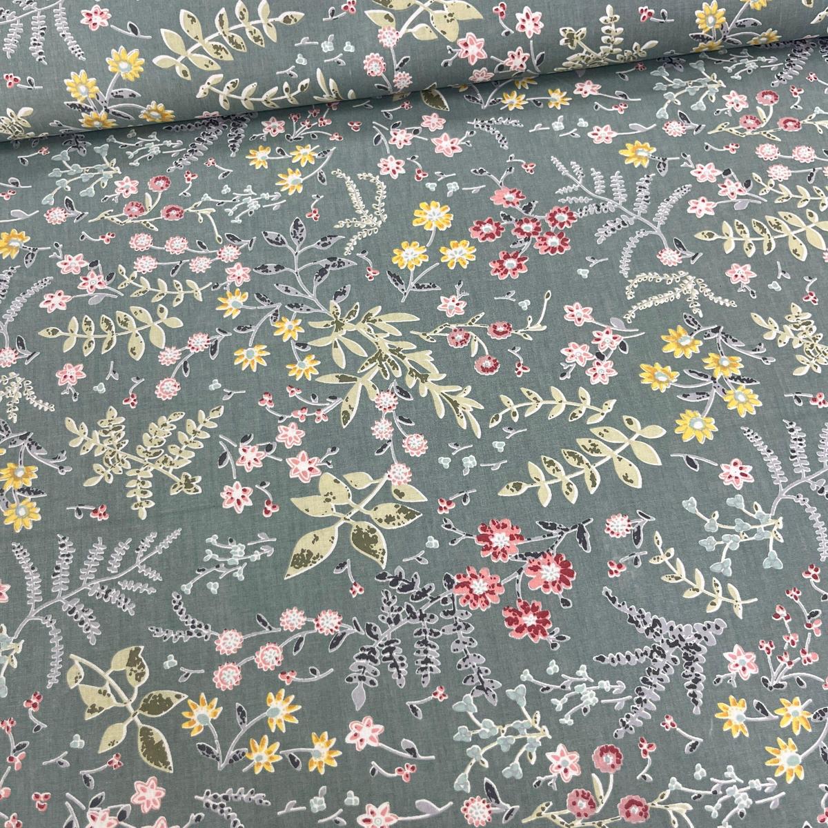 Tissu Popeline de Coton 240cm - Jardin Fleuri Petites Fleurs - MyTissus pour Déco et Mode - Boutique MyTissus Marckolsheim Alsace