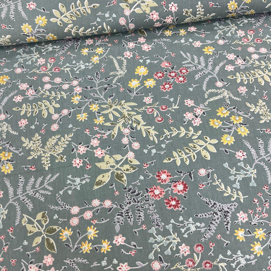 Tissu Popeline de Coton 240cm - Jardin Fleuri Petites Fleurs - MyTissus pour Déco et Mode - Boutique MyTissus Marckolsheim Alsace
