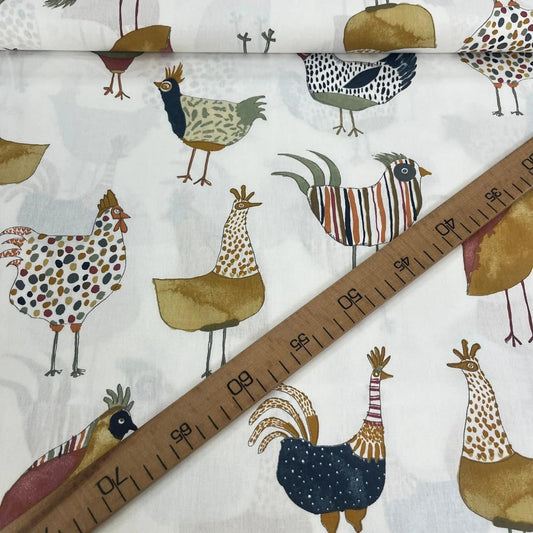 Tissu Popeline de Coton 240cm - La Basse Cour - Poules - MyTissus pour Déco et Mode - Boutique MyTissus Marckolsheim Alsace