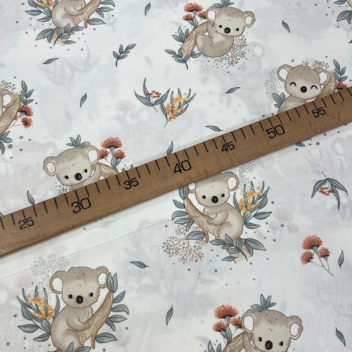 Tissu Popeline de Coton 240cm - Le Koala Mignon - MyTissus pour Déco et Mode - Boutique MyTissus Marckolsheim Alsace