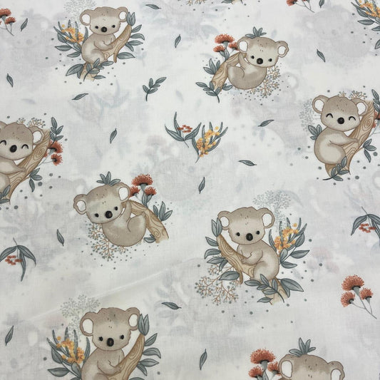 Tissu Popeline de Coton 240cm - Le Koala Mignon - MyTissus pour Déco et Mode - Boutique MyTissus Marckolsheim Alsace