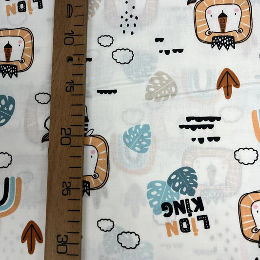 Tissu Popeline de Coton 240cm - Le Lion Mignon - MyTissus pour Déco et Mode - Boutique MyTissus Marckolsheim Alsace