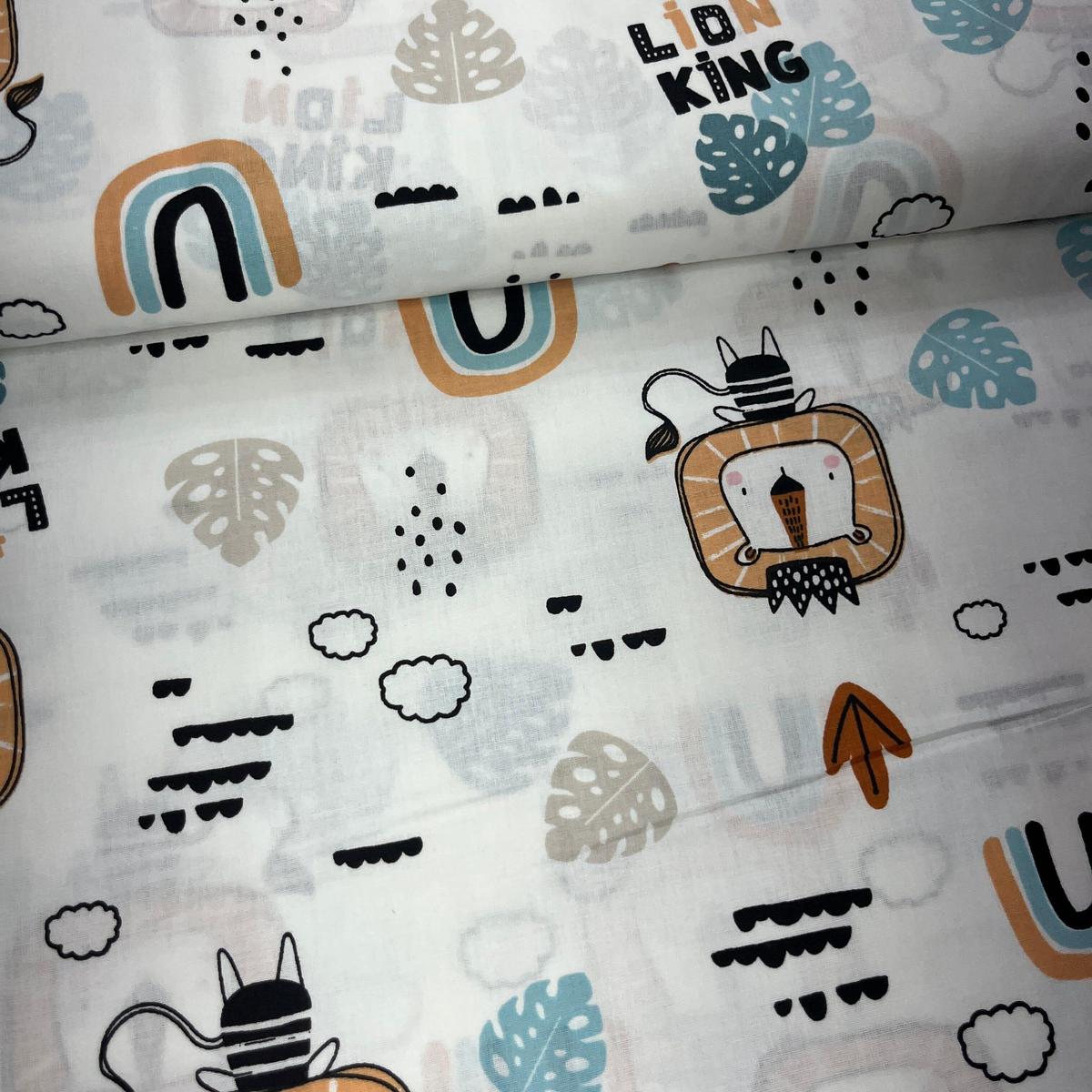 Tissu Popeline de Coton 240cm - Le Lion Mignon - MyTissus pour Déco et Mode - Boutique MyTissus Marckolsheim Alsace