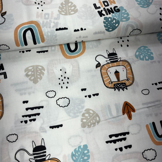 Tissu Popeline de Coton 240cm - Le Lion Mignon - MyTissus pour Déco et Mode - Boutique MyTissus Marckolsheim Alsace