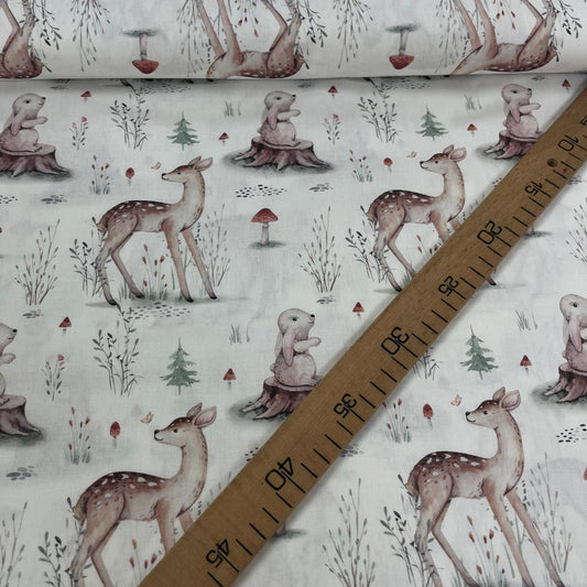 Tissu Popeline de Coton 240cm - Les Animaux de la Forêt - MyTissus pour Déco et Mode - Boutique MyTissus Marckolsheim Alsace