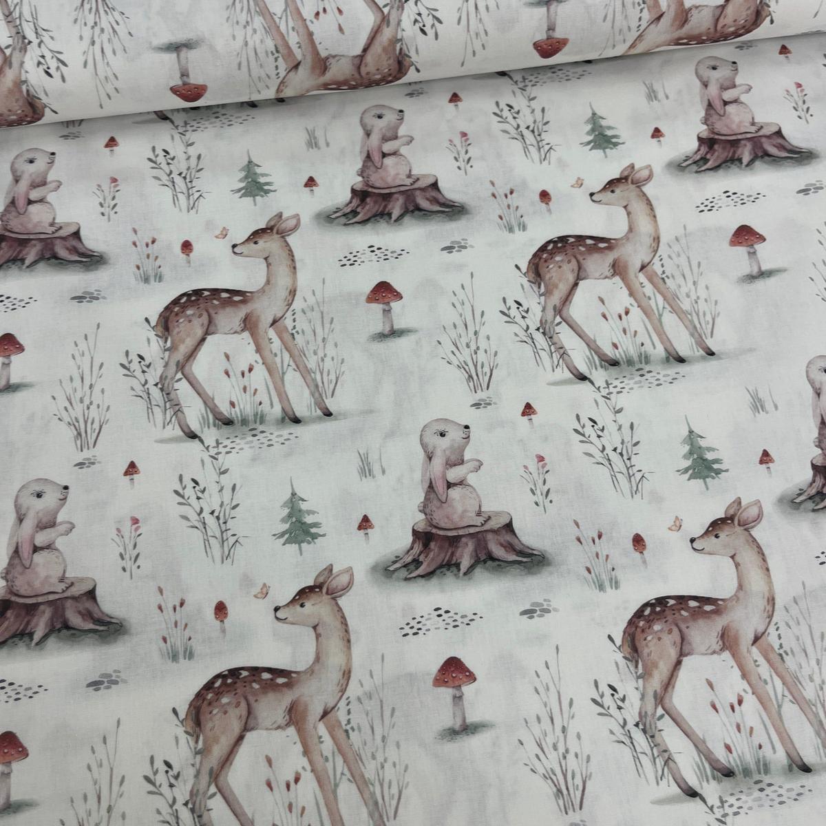 Tissu Popeline de Coton 240cm - Les Animaux de la Forêt - MyTissus pour Déco et Mode - Boutique MyTissus Marckolsheim Alsace