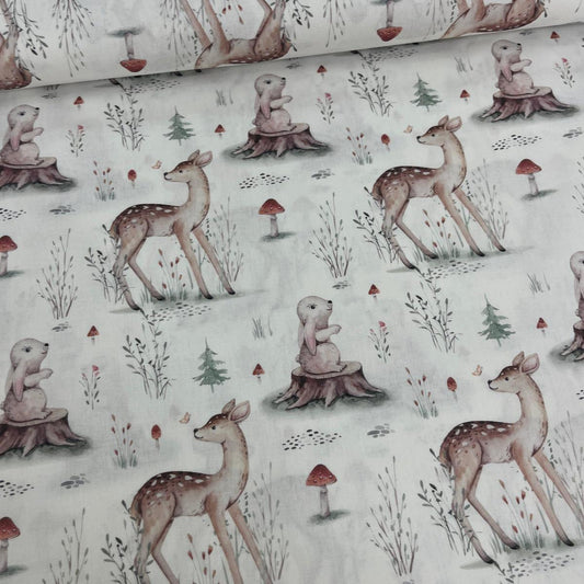 Tissu Popeline de Coton 240cm - Les Animaux de la Forêt - MyTissus pour Déco et Mode - Boutique MyTissus Marckolsheim Alsace