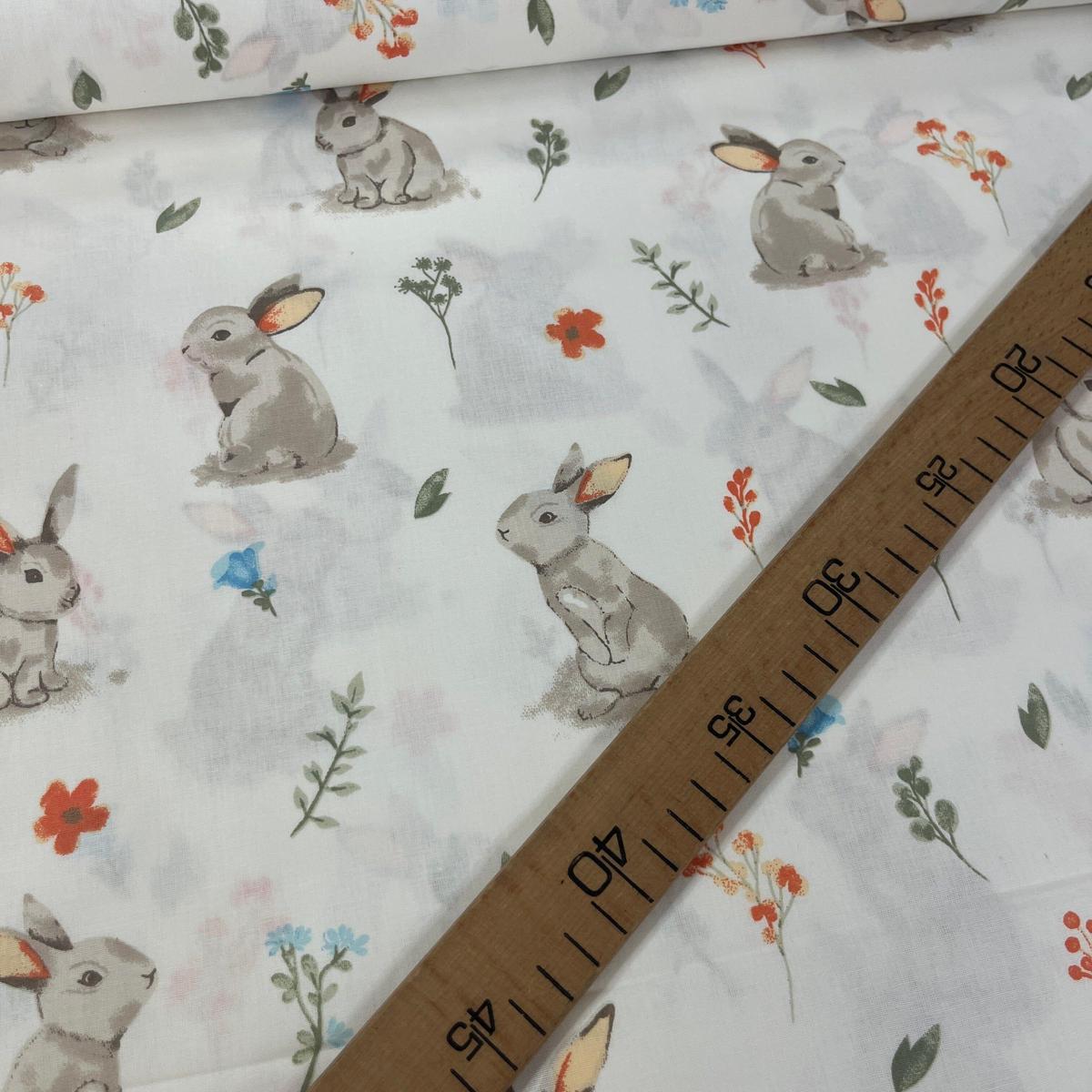 Tissu Popeline de Coton 240cm - Les Lapins de Pâques - MyTissus pour Déco et Mode - Boutique MyTissus Marckolsheim Alsace