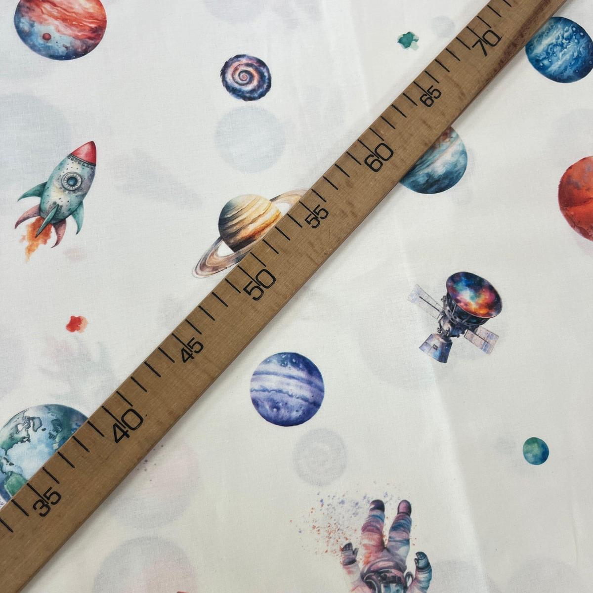 Tissu Popeline de Coton 240cm - Les Planètes & La Galaxie - MyTissus pour Déco et Mode - Boutique MyTissus Marckolsheim Alsace