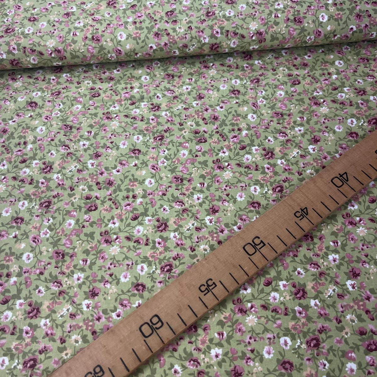 Tissu Popeline de Coton 240cm - Liberty Petites Fleurs Vert - MyTissus pour Déco et Mode - Boutique MyTissus Marckolsheim Alsace