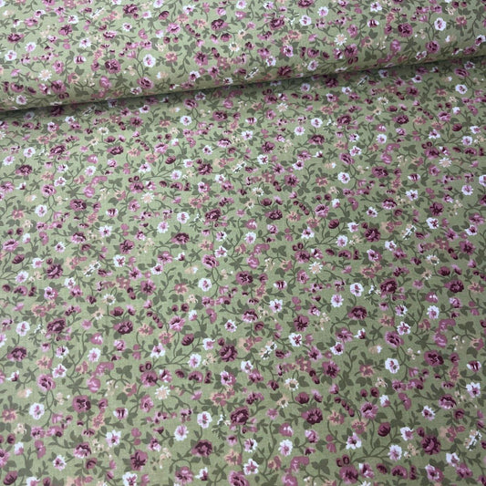 Tissu Popeline de Coton 240cm - Liberty Petites Fleurs Vert - MyTissus pour Déco et Mode - Boutique MyTissus Marckolsheim Alsace