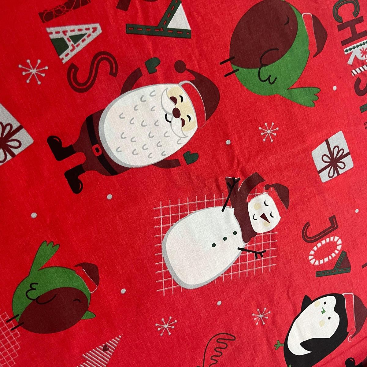 Tissu Popeline de Coton 240cm - Merry Christmas Rouge - MyTissus pour Déco et Mode - Boutique MyTissus Marckolsheim Alsace