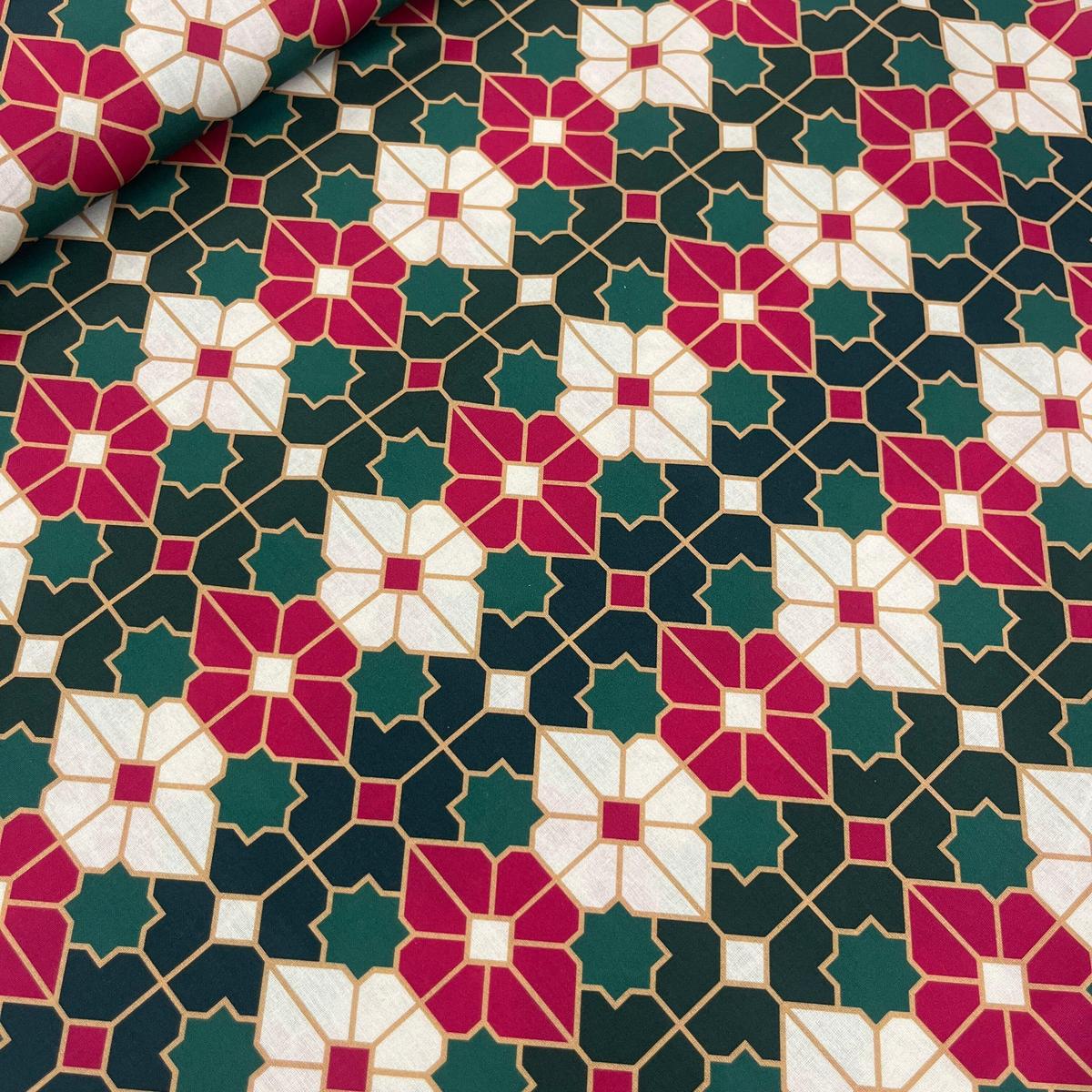 Tissu Popeline de Coton 240cm - Merry Christmas Style Céramique - MyTissus pour Déco et Mode - Boutique MyTissus Marckolsheim Alsace