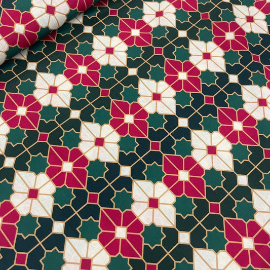 Tissu Popeline de Coton 240cm - Merry Christmas Style Céramique - MyTissus pour Déco et Mode - Boutique MyTissus Marckolsheim Alsace
