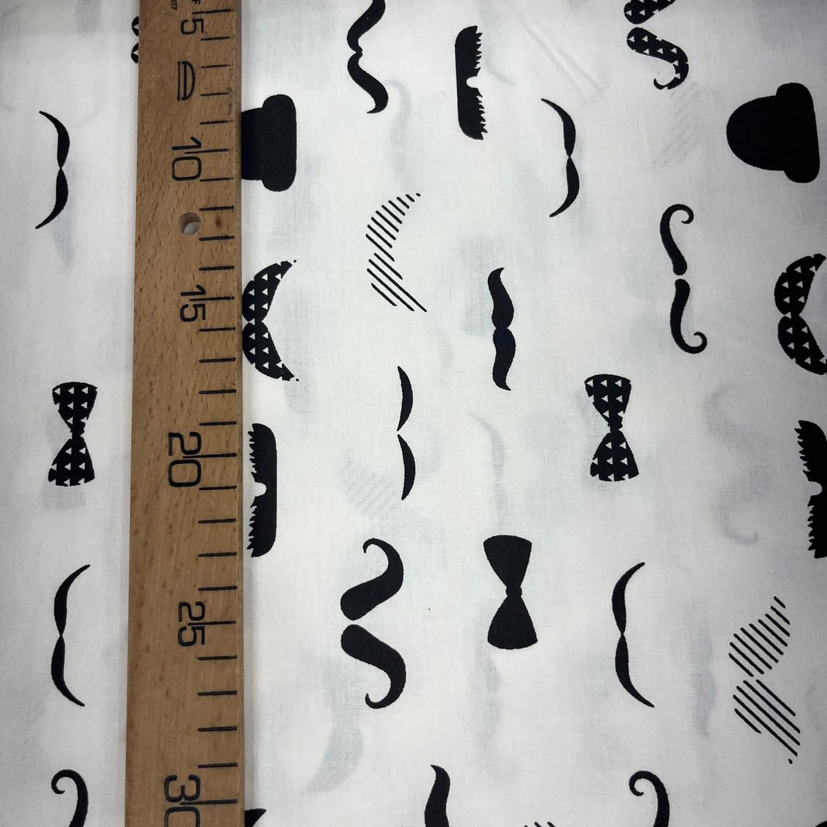 Tissu Popeline de Coton 240cm - Monsieur Moustache - MyTissus pour Déco et Mode - Boutique MyTissus Marckolsheim Alsace