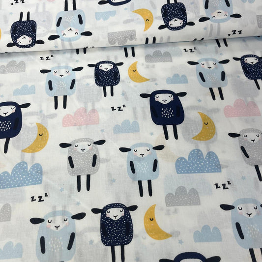 Tissu Popeline de Coton 240cm - Moutons Rigolos - MyTissus pour Déco et Mode - Boutique MyTissus Marckolsheim Alsace