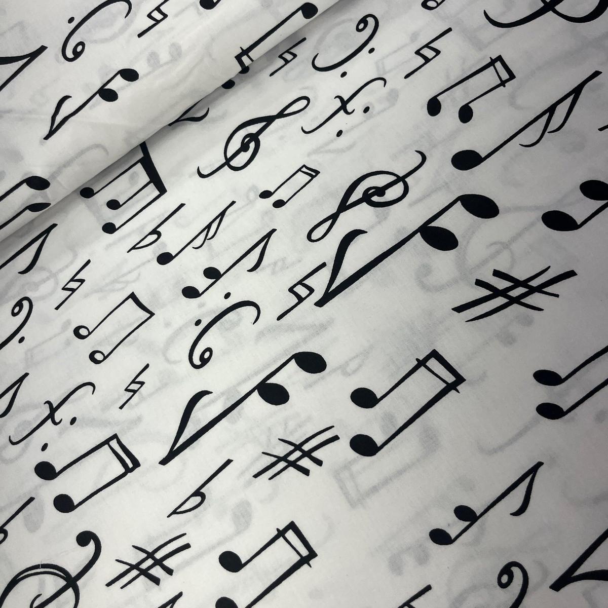 Tissu Popeline de Coton 240cm - Notes de Musique - MyTissus pour Déco et Mode - Boutique MyTissus Marckolsheim Alsace