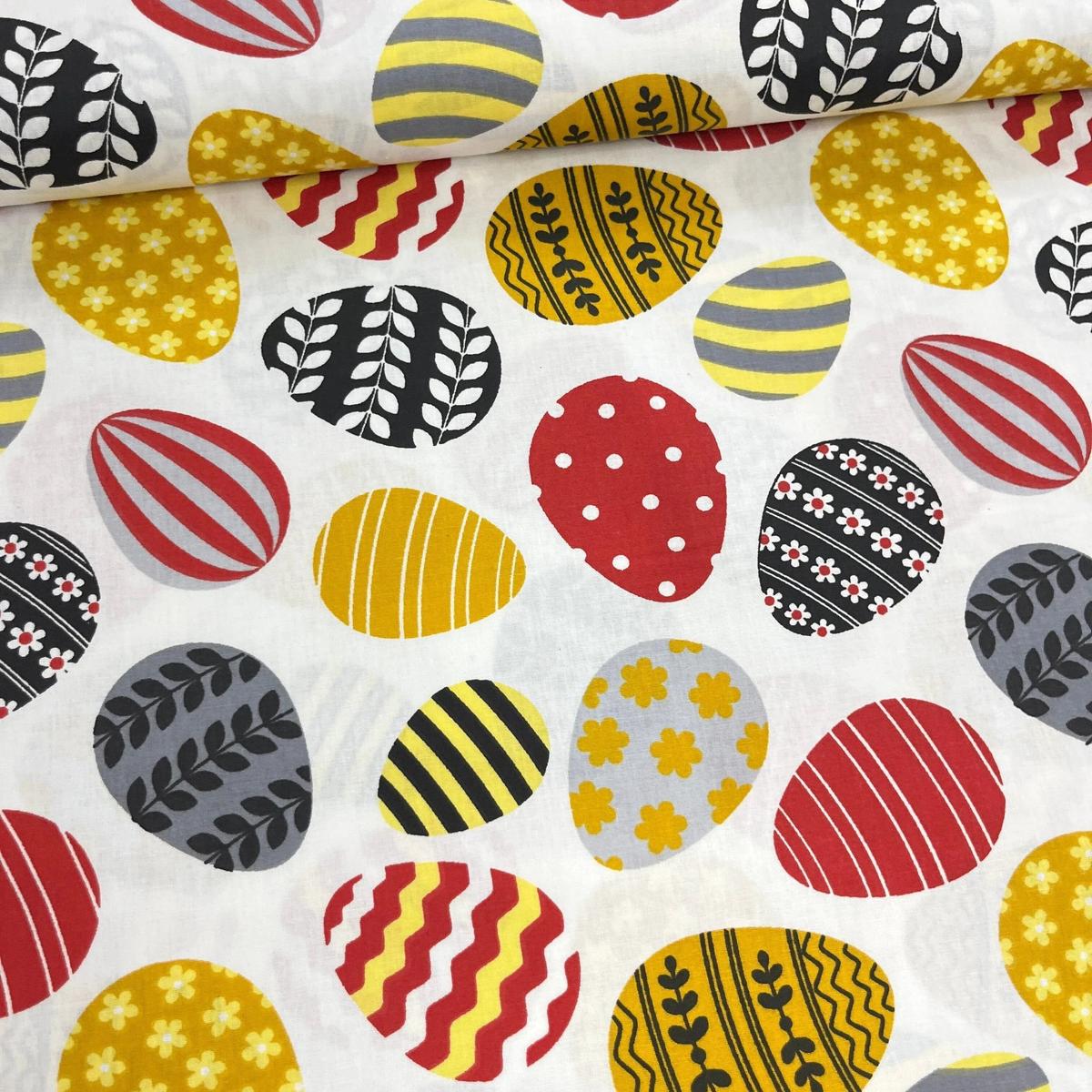 Tissu Popeline de Coton 240cm - Oeufs de Pâques - MyTissus pour Déco et Mode - Boutique MyTissus Marckolsheim Alsace