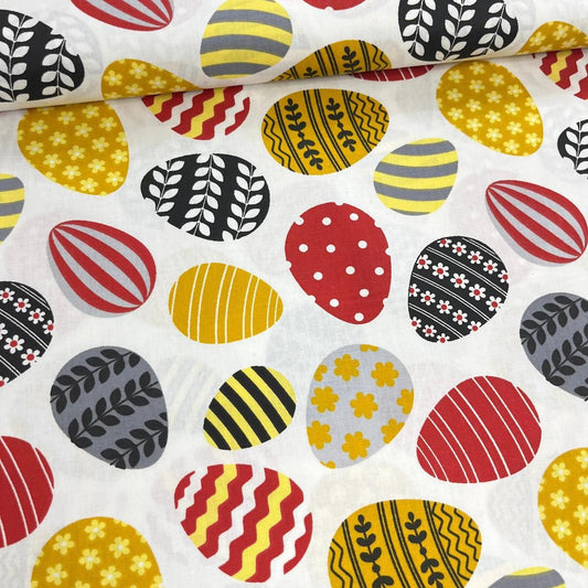 Tissu Popeline de Coton 240cm - Oeufs de Pâques - MyTissus pour Déco et Mode - Boutique MyTissus Marckolsheim Alsace