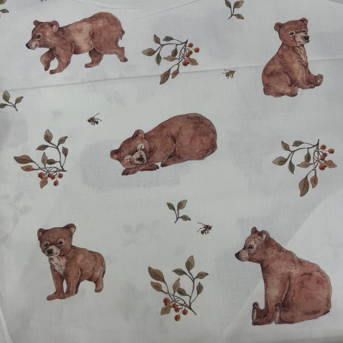 Tissu Popeline de Coton 240cm - Ours au Dodo - MyTissus pour Déco et Mode - Boutique MyTissus Marckolsheim Alsace