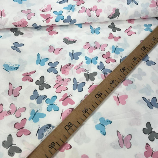 Tissu Popeline de Coton 240cm - Papillons en Vol - MyTissus pour Déco et Mode - Boutique MyTissus Marckolsheim Alsace