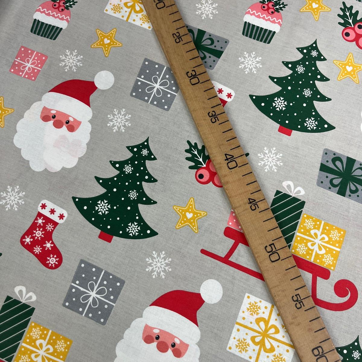 Tissu Popeline de Coton 240cm - Père Noël & Cadeaux - MyTissus pour Déco et Mode - Boutique MyTissus Marckolsheim Alsace