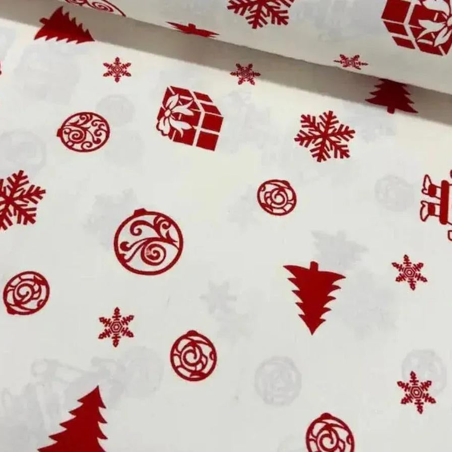 Tissu Popeline de Coton 240cm - Petites Décorations de Noël - MyTissus pour Déco et Mode - Boutique MyTissus Marckolsheim Alsace