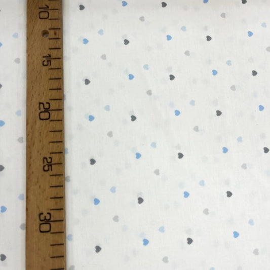 Tissu Popeline de Coton 240cm - Petits Coeurs Bleu - MyTissus pour Déco et Mode - Boutique MyTissus Marckolsheim Alsace