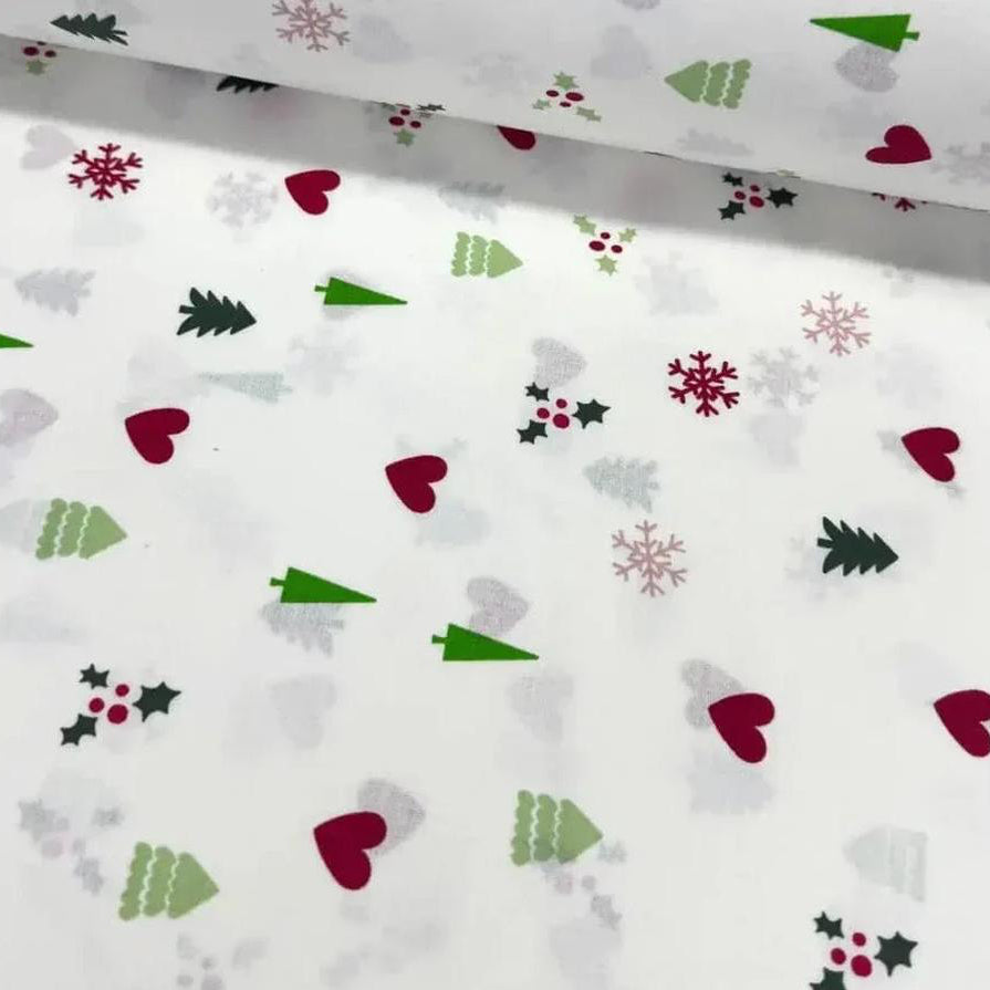 Tissu Popeline de Coton 240cm - Petits Motifs de Noël - MyTissus pour Déco et Mode - Boutique MyTissus Marckolsheim Alsace