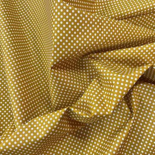 Tissu Popeline de Coton 240cm - Petits Pois Moutarde - MyTissus pour Déco et Mode - Boutique MyTissus Marckolsheim Alsace