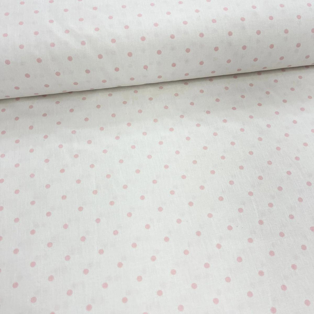 Tissu Popeline de Coton 240cm - Petits Pois Roses sur Fond Blanc - MyTissus pour Déco et Mode - Boutique MyTissus Marckolsheim Alsace