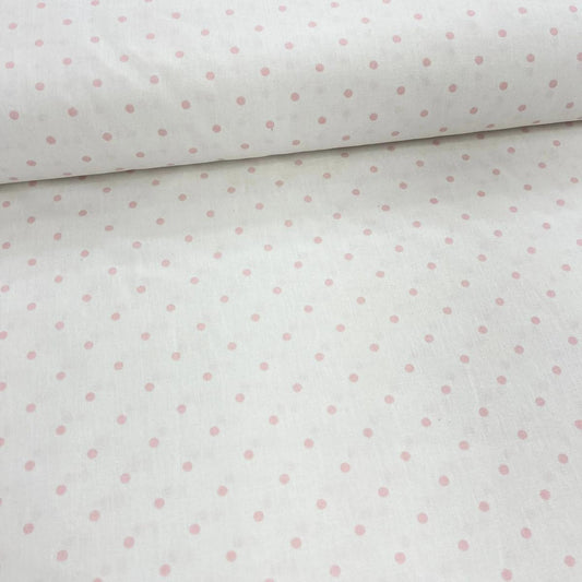 Tissu Popeline de Coton 240cm - Petits Pois Roses sur Fond Blanc - MyTissus pour Déco et Mode - Boutique MyTissus Marckolsheim Alsace