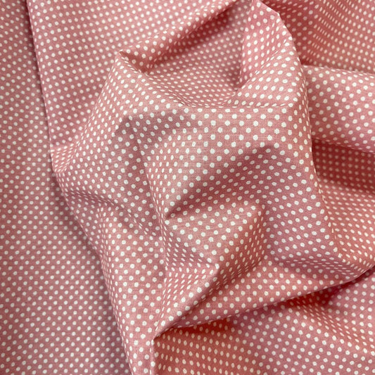 Tissu Popeline de Coton 240cm - Petits Pois Vieux Rose - MyTissus pour Déco et Mode - Boutique MyTissus Marckolsheim Alsace