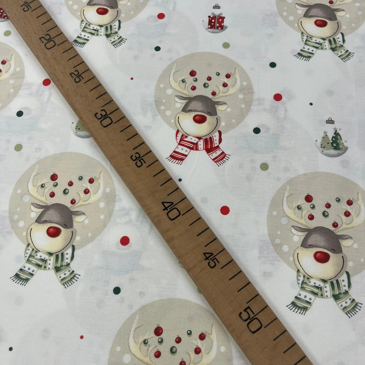 Tissu Popeline de Coton 240cm - Rennes Noël Fond Crème - MyTissus pour Déco et Mode - Boutique MyTissus Marckolsheim Alsace