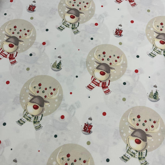 Tissu Popeline de Coton 240cm - Rennes Noël Fond Crème - MyTissus pour Déco et Mode - Boutique MyTissus Marckolsheim Alsace