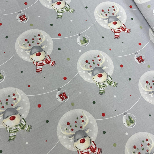 Tissu Popeline de Coton 240cm - Rennes Noël Fond Gris - MyTissus pour Déco et Mode - Boutique MyTissus Marckolsheim Alsace