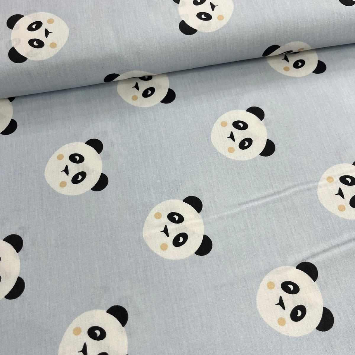 Tissu Popeline de Coton 240cm - Têtes de Panda - MyTissus pour Déco et Mode - Boutique MyTissus Marckolsheim Alsace