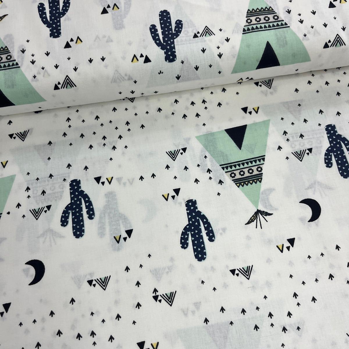 Tissu Popeline de Coton 240cm - Tipis & Cactus - MyTissus pour Déco et Mode - Boutique MyTissus Marckolsheim Alsace
