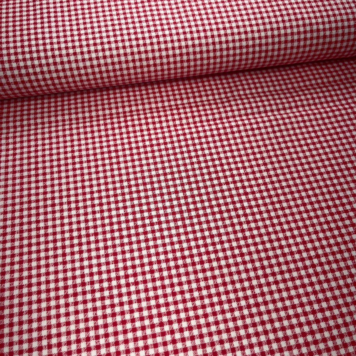 Tissu Popeline de Coton 240cm - Vichy Carreaux Rouge - MyTissus pour Déco et Mode - Boutique MyTissus Marckolsheim Alsace