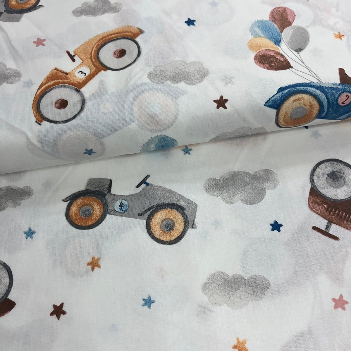 Tissu Popeline de Coton 240cm - Voitures Anciennes - MyTissus pour Déco et Mode - Boutique MyTissus Marckolsheim Alsace