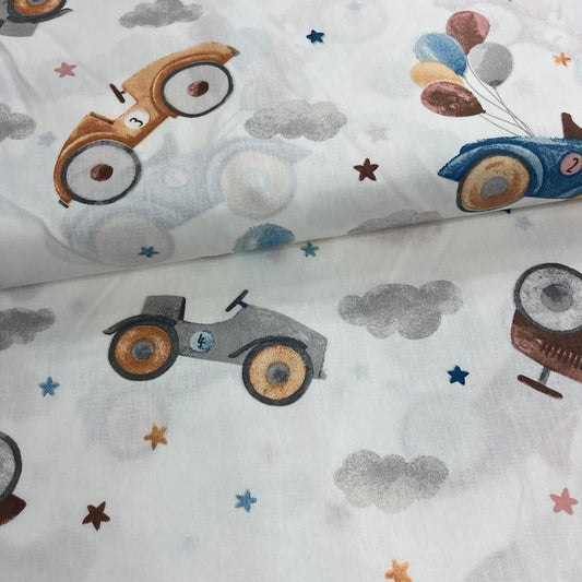Tissu Popeline de Coton 240cm - Voitures Anciennes - MyTissus pour Déco et Mode - Boutique MyTissus Marckolsheim Alsace