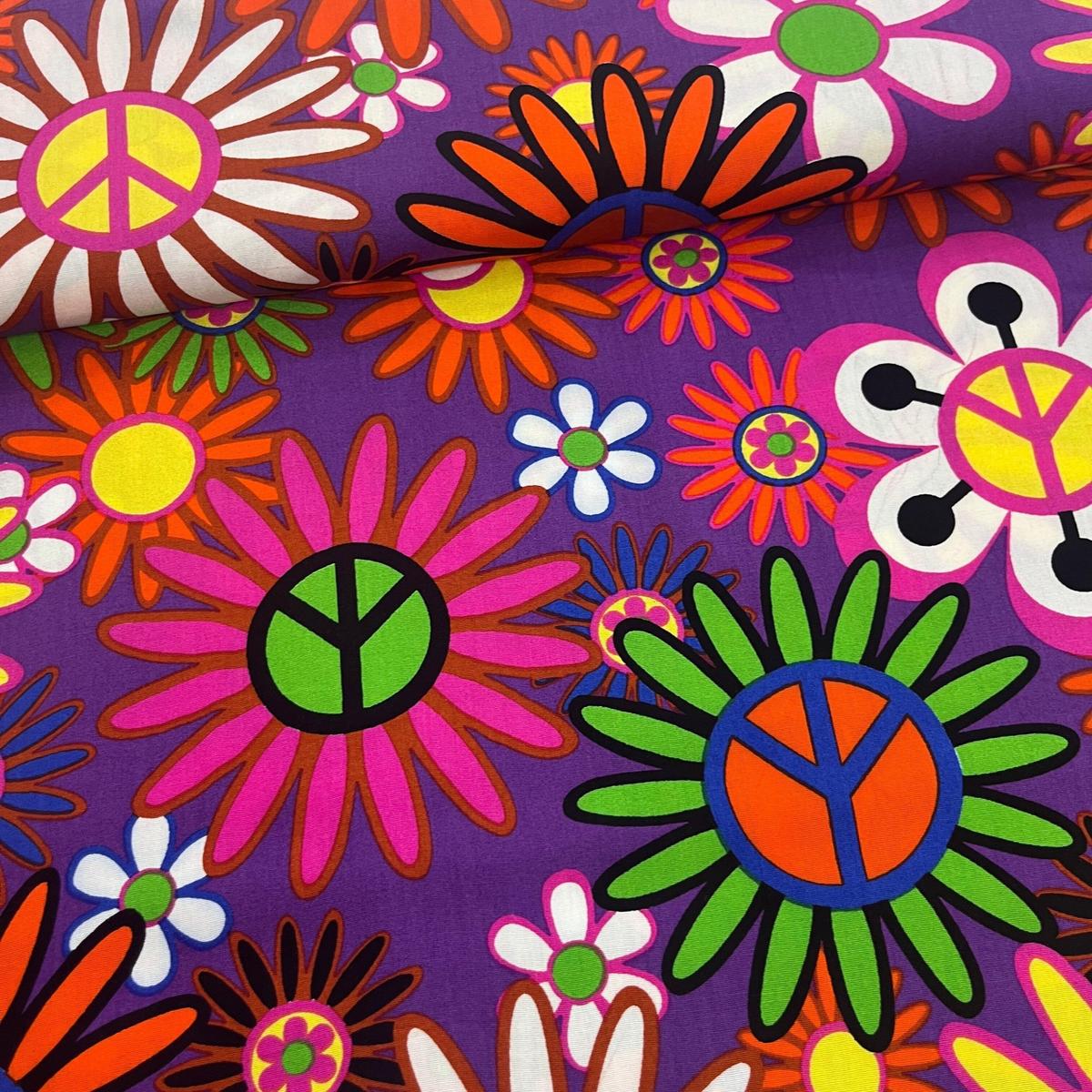 Tissu Viscose Premium - Peace & Love pour Déco et Mode - Boutique MyTissus Marckolsheim Alsace