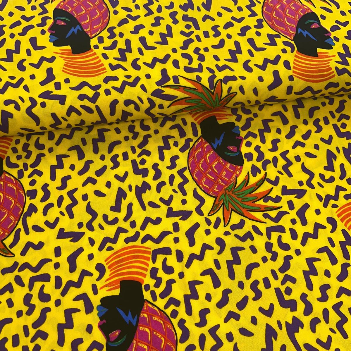 Tissu Viscose Premium - Wax Style Jaune pour Déco et Mode - Boutique MyTissus Marckolsheim Alsace