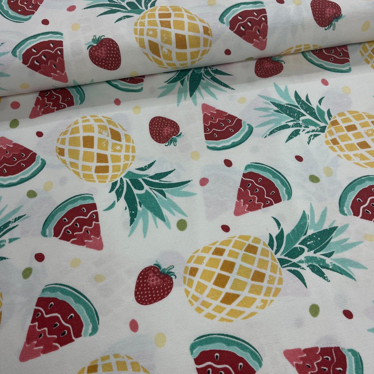 Toile Déperlante Premium - Ananas & Pastèques pour Déco et Mode - Boutique MyTissus Marckolsheim Alsace
